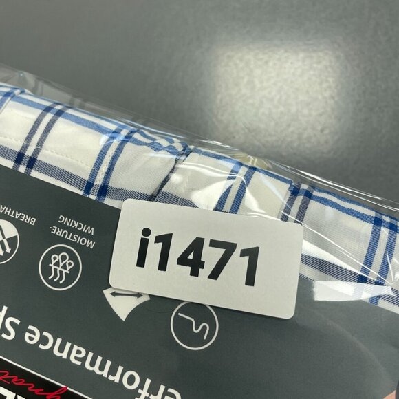 NEW Kirkland Signature Men's M Performance Sport Dress Shirt White Blue Plaid - Picture 8 of 8